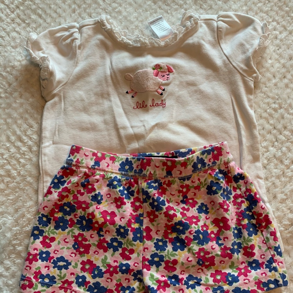 Gymboree “lil lady” shirt & lands end shorts 3T